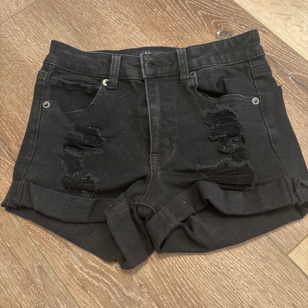 Aeropostal high rise, midi, black, jean short size 2
